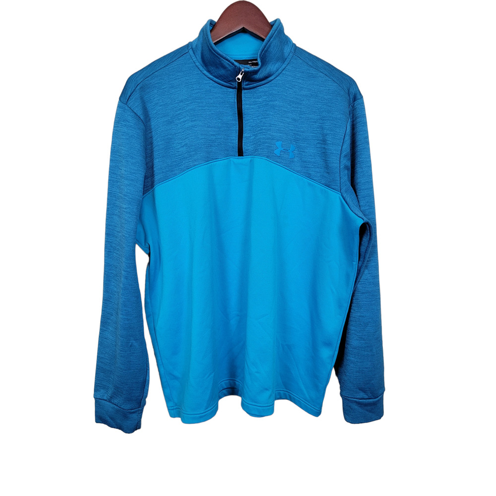 Under Armour Men's Size X-Large Coldgear 1/4 Zip Pullover Jacket Teal Loose